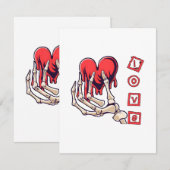 Carte D'accompagnement Symbolic Love Skeleton Main Offrant Coeur (Devant / Derrière)