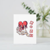 Carte D'accompagnement Symbolic Love Skeleton Main Offrant Coeur (Debout devant)