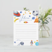 Carte D'accompagnement Système solaire spatial | Conseil Baby shower aqua (Debout devant)