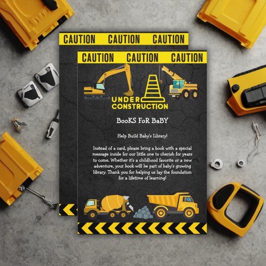 Carte D'accompagnement Tableau de bord en construction Baby shower