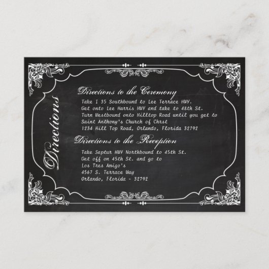 Carte D'accompagnement Tableau de bord Mariage 3x5 Direction Cha Vintage (Devant)