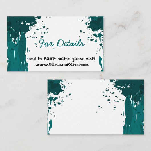 Carte D'accompagnement Tache de peinture vert sarcelle - Détails - (Devant / Derrière)