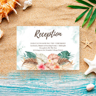 Carte D'accompagnement Tahiti   Réception de mariage tropical fleuri et p