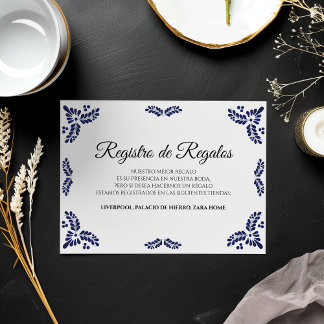 Carte D'accompagnement Talavera Black Floral Minimalist Spanish Wedding
