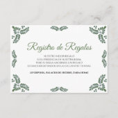 Carte D'accompagnement Talavera Green Floral Minimalist Spanish Wedding (Devant)