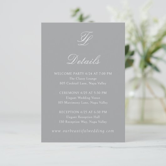 Carte D'accompagnement Talula Grey Mariage élégant (Debout devant)