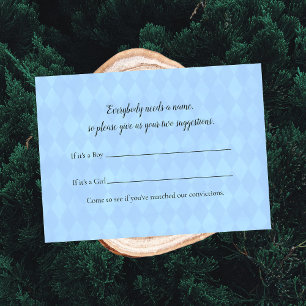 Carte D'accompagnement Tan Bunny Nom Suggestion Baby shower Jeu