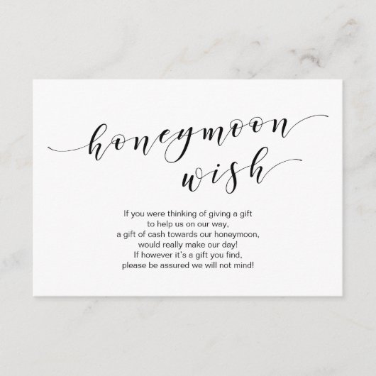 Carte D'accompagnement Tapis noir moderne, Mariage Honeymoon Wish Fund (Devant)