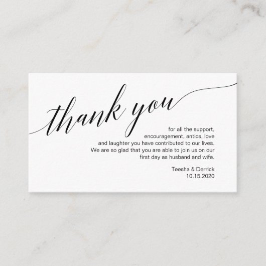 Carte D'accompagnement Tapis noir moderne, Merci Mariage (Devant)