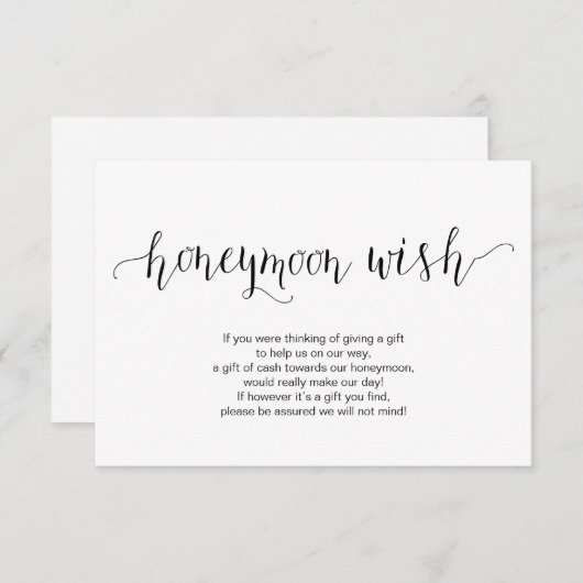 Carte D'accompagnement Tapis noir rustique, Mariage Honeymoon Wish Fund (Devant / Derrière)