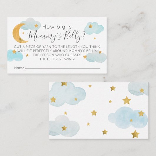 Carte D'accompagnement Tarjeta De Recepción Lune & Étoiles bleu Quelle ta (Devant / Derrière)