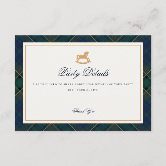 Carte D'accompagnement Tartan Plaid Rocking Horse Details Insert Card (Devant)