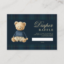 Tartan Polo Bear Baby Shower Diaper Raffle