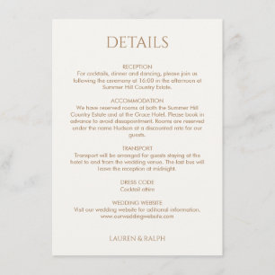 Carte D'accompagnement Taupe et ivoire Monogramme Mariage Détails