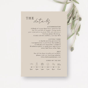Carte D'accompagnement Taupe   Icônes de détails de Mariage minimaliste c