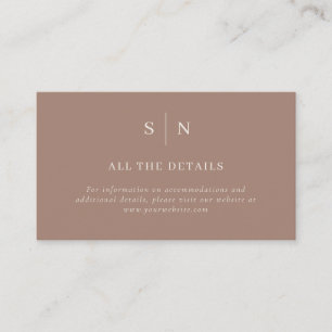 Carte D'accompagnement Taupe Minimaliste et Chic Détails de Mariage