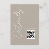 Carte D'accompagnement Taupe moderne Beige QR code Mariage Détails (Devant)