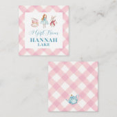 Carte D'accompagnement Tea Party rose En vichy Girls Cadeau (Devant / Derrière)