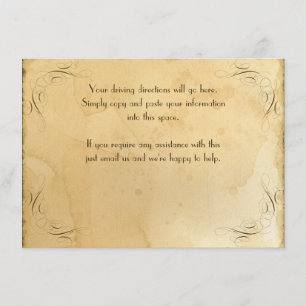 Carte D'accompagnement Tea Strait Vintage Mariage 1 - Directions de condu