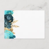 Carte D'accompagnement Teal Aqua Floral Gold Script Wedding Details  (Dos)