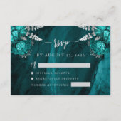 Carte D'accompagnement Teal Bleu Argent Floral Agate Écriture Réponse de (Devant)