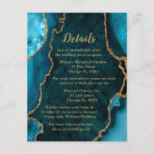 Carte D'accompagnement Teal Blue and Gold Agate Wedding Details (Devant)