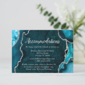 Carte D'accompagnement Teal Blue and Silver Agate Wedding Accommodations (Debout devant)