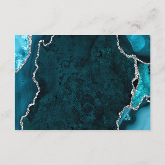 Carte D'accompagnement Teal Blue and Silver Agate Wedding Accommodations (Dos)