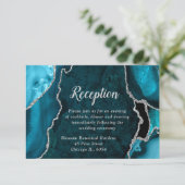 Carte D'accompagnement Teal Blue and Silver Agate Wedding Reception (Debout devant)