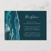 Carte D'accompagnement Teal Blue Silver Agate Wedding Reception (Devant)