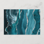 Carte D'accompagnement Teal Blue Silver Agate Wedding Reception (Dos)