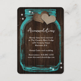 Carte D'accompagnement Teal Mason Jar Wood Wedding Accommodation Card