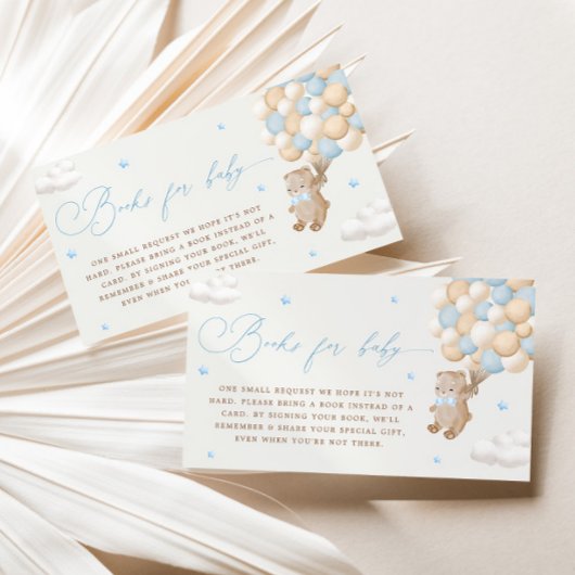 Carte D'accompagnement Teddy Bear avec Ballons Bleus Demande de réservati