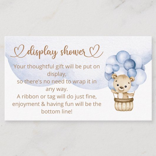 Carte D'accompagnement Teddy Bear Baby Boy Bear Baby shower