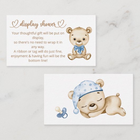 Carte D'accompagnement Teddy Bear Baby Boy Bear Baby shower (Devant / Derrière)