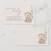 Carte D'accompagnement Teddy Bear Baby shower Livres pour bébé (Devant / Derrière)