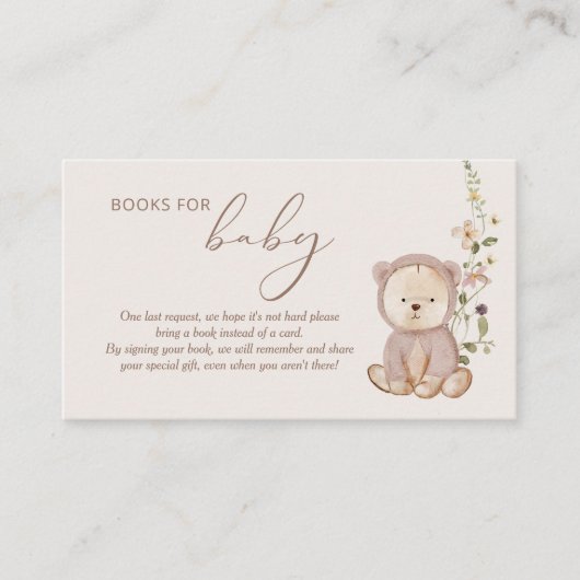 Carte D'accompagnement Teddy Bear Baby shower Livres pour bébé (Devant)