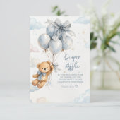 Carte D'accompagnement Teddy Bear Blue Balloons Clouds Baby Boy (Debout devant)