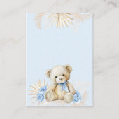 Carte D'accompagnement Teddy Bear Boho Blue Boho Baby shower Demande de r (Dos)