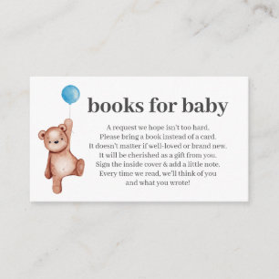 Carte D'accompagnement Teddy Bear Boy Baby shower Livres Pour Baby Insert