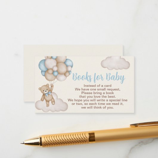 Carte D'accompagnement Teddy Bear Boy Books for Baby (Devant/Arrière en situation)