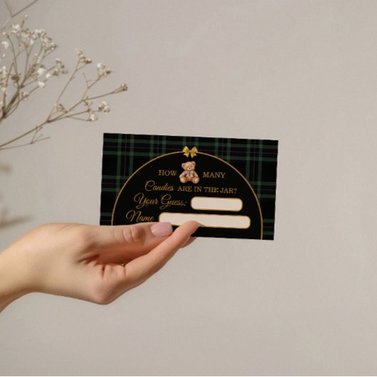 Carte D'accompagnement Teddy Bear Candy Guessing Game Ballot Card Green