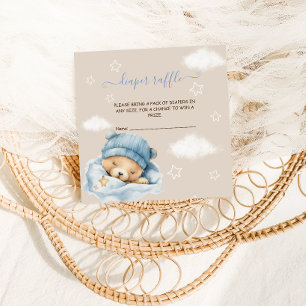 Carte D'accompagnement Teddy Bear Diaper Raffle Baby Boy Douche