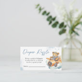 Carte D'accompagnement Teddy Bear Diaper Raffle Boy Baby shower (Debout devant)