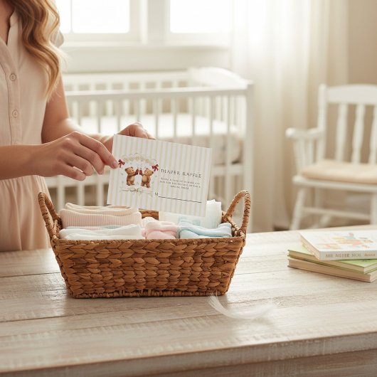 Carte D'accompagnement Teddy Bear Diaper Raffle Enclosure Card