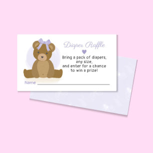 Carte D'accompagnement Teddy Bear Diaper Raffle Ticket Girl Baby shower
