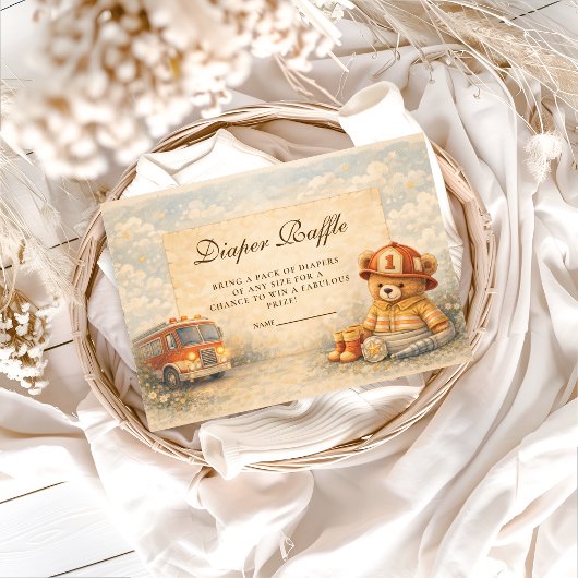 Carte D'accompagnement Teddy Bear Firefighter Diapper Raffle
