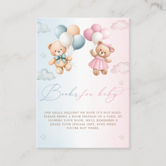 Carte D'accompagnement Teddy Bear Gender Reveal Book Request (Devant)