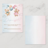 Carte D'accompagnement Teddy Bear Gender Reveal Diaper Raffle (Devant / Derrière)