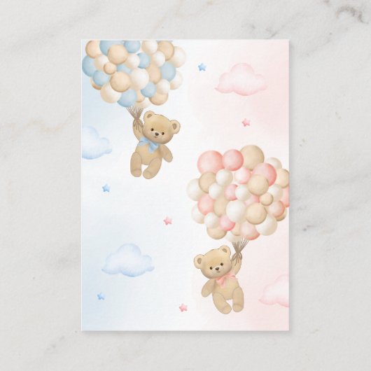 Carte D'accompagnement Teddy Bear Genre Reveale Demande de livre (Dos)